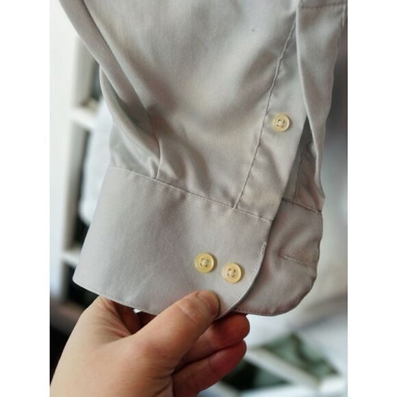 Geoffrey Beene Men’s Size 17 32/33 Sateen Long Sleeve Casual Button Down Shirt - Picture 5 of 7